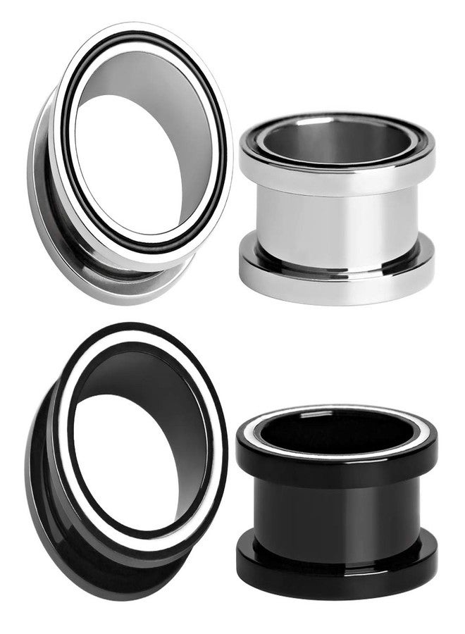 TBOSEN 2 pairs Stainless Steel Ear Plugs Black Gauges Stretching Screw Fit Tunnels Expander Piercing Jewelry - Image 1